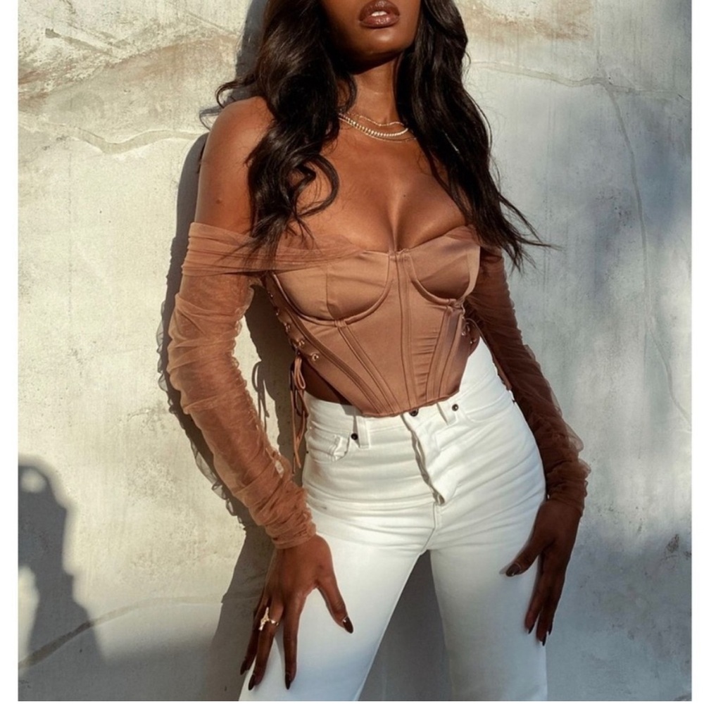 House of CB Bonnie Corset Top in Mocha Womens Size Medium Coquette Whimsigoth